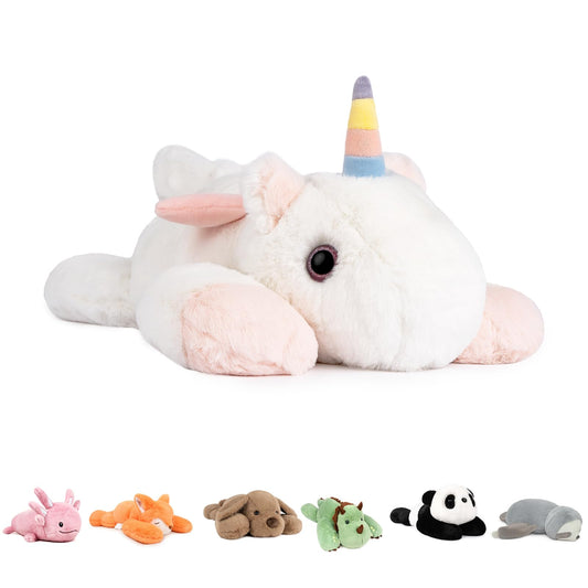 Niuniu Daddy 20-inch unicorn weighted plush, front view inviting a comforting hug.