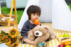 Niuniu Daddy 3-3lb weighted teddy in lap for calming weight.