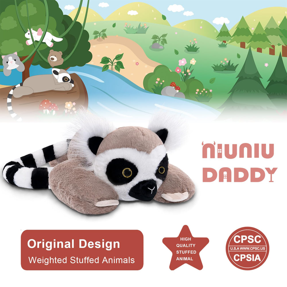 Niuniu Daddy weighted lemur plush ideal for kids and adults alike.