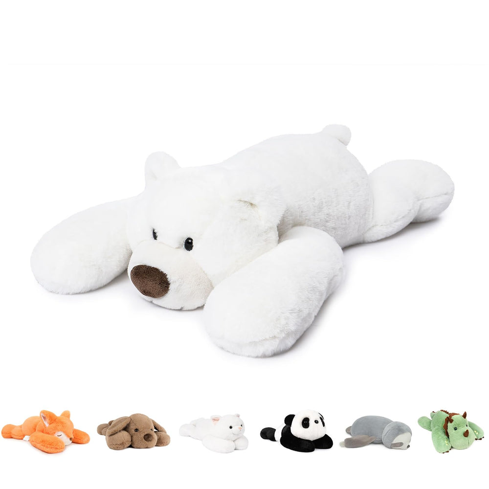 Niuniu Daddy polar bear weighted toy front view for comforting hugs and stress relief.