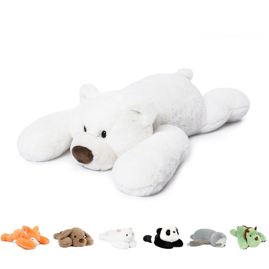 Niuniu Daddy polar bear weighted toy front view for comforting hugs and stress relief.