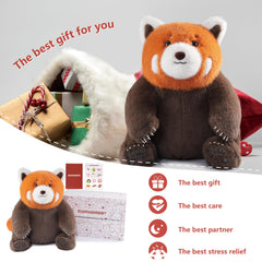 Niuniu Daddy Red Panda weighted animal soft-paws closeup highlights realistic tactile detail.