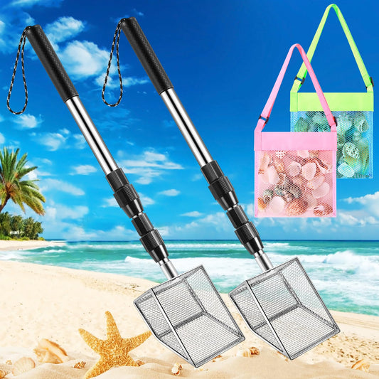 Niuyhe shark tooth sifter with extended rod provides back-friendly beach filtering.