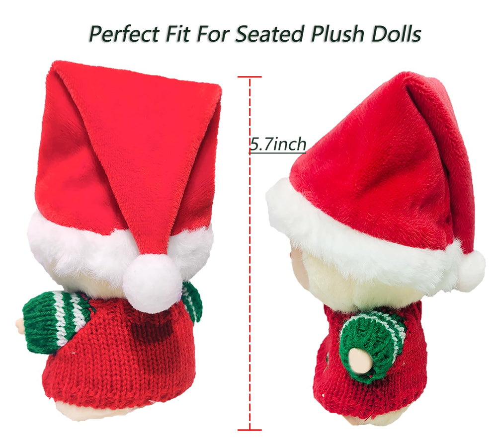 Santa hat with plush chenille brim for a classic Christmas look on 15–17 cm dolls.