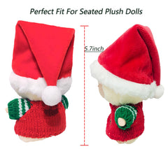 Santa hat with plush chenille brim for a classic Christmas look on 15–17 cm dolls.