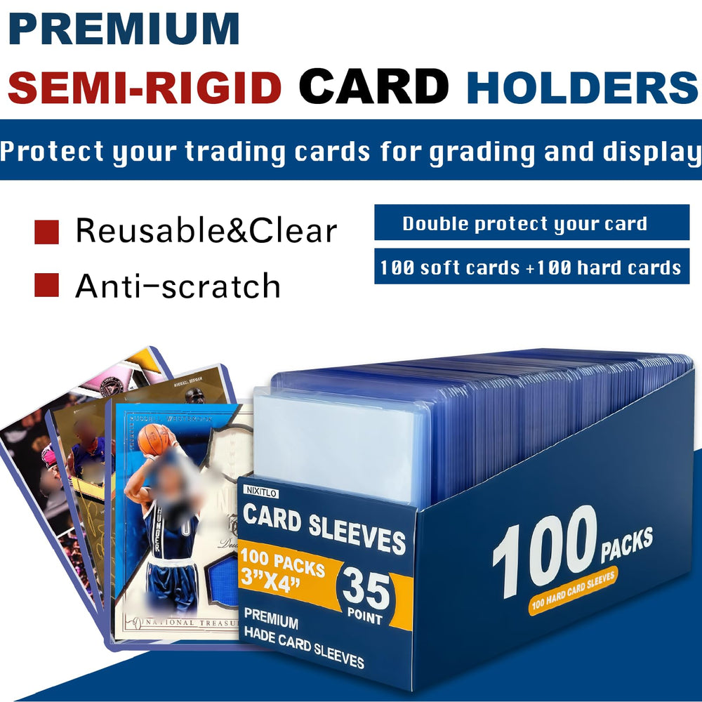 NIXITLO standard-size sleeves show 3x4 and 2.55x3.54 inch cards.