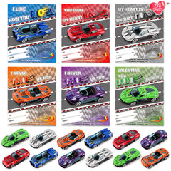 NizyDue Valentines cards with racing cars for classroom exchanges and prizes.