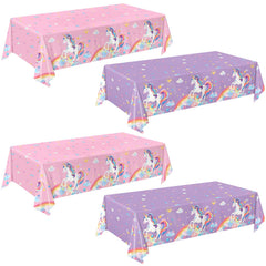 NKPDAXM unicorn tablecloth pack 4, 54x108 inches for quick cleanup.