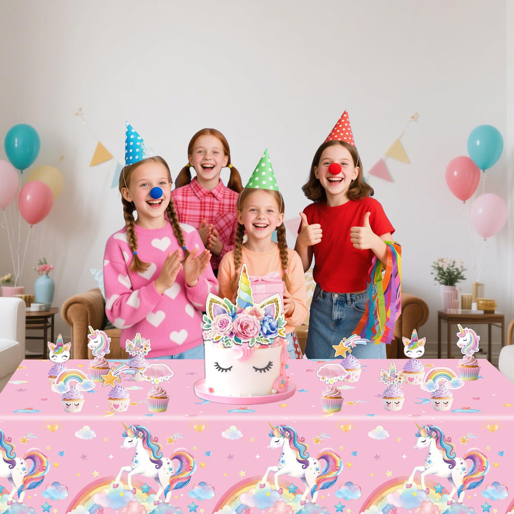 NKPDAXM vibrant rainbow and star motif enhances unicorn party décor.