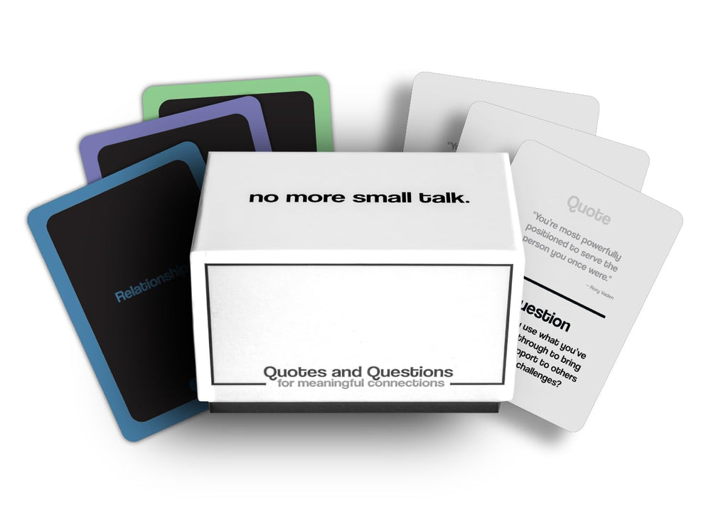 NO MORE SMALL TALK cover art with quotes to spark meaningful conversations