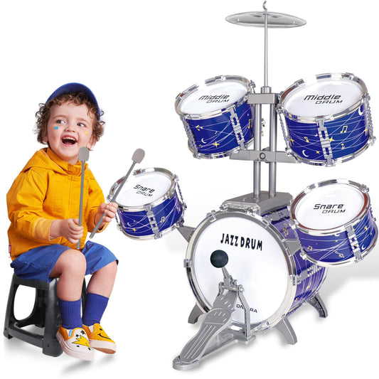 Noaideoi Kids Drum Set: bass drum with foot pedal for engaging rhythm practice