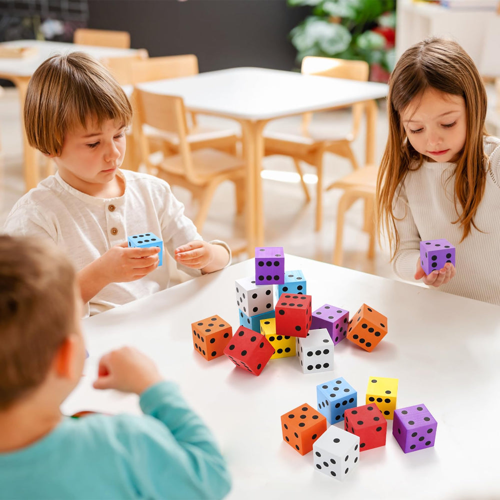 Noamus blue foam dice support number sense and small-group activities.