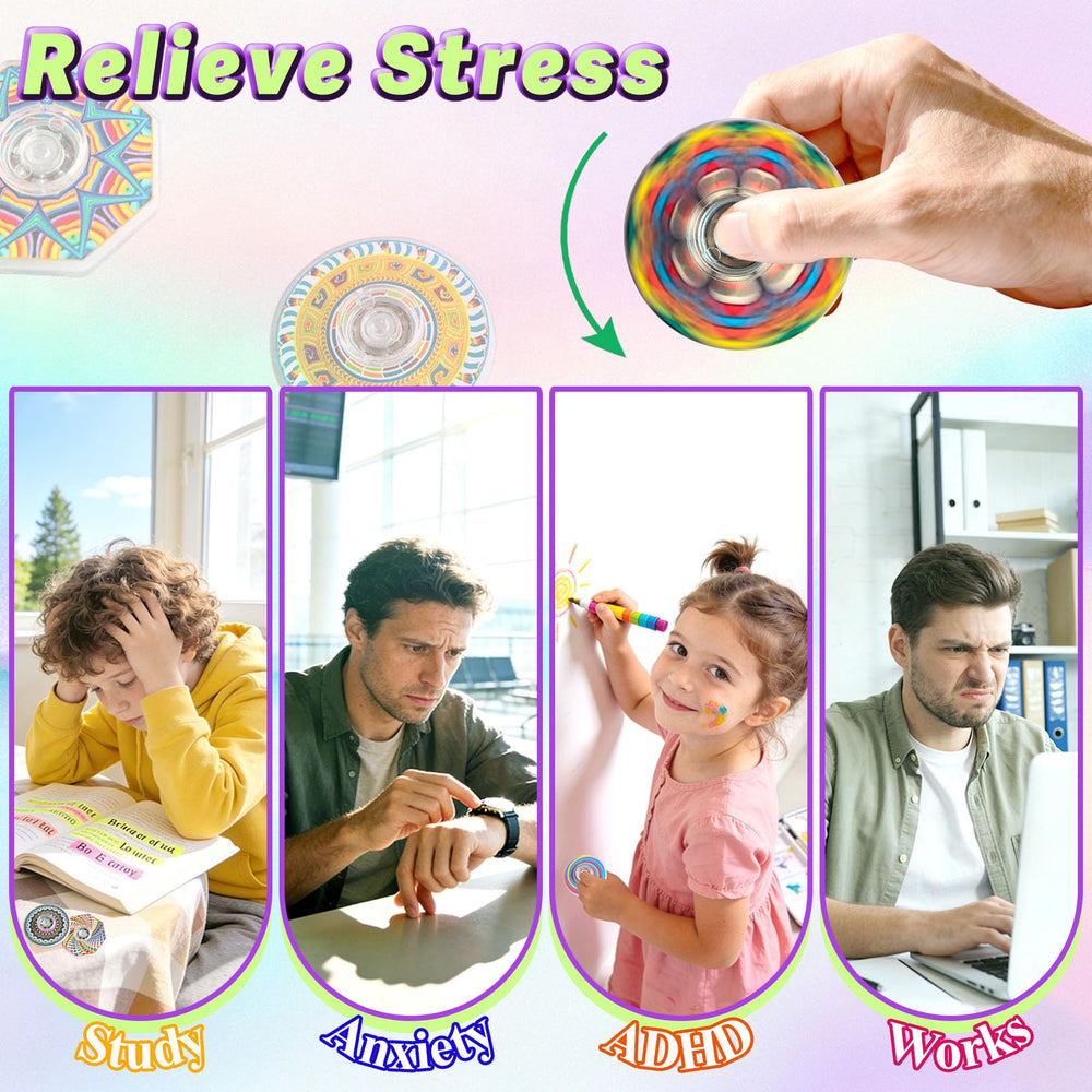 Nobleboy desktop spinner shown as portable stress relief accessory for work or study.