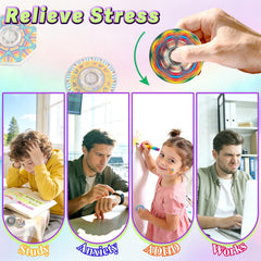 Nobleboy desktop spinner shown as portable stress relief accessory for work or study.