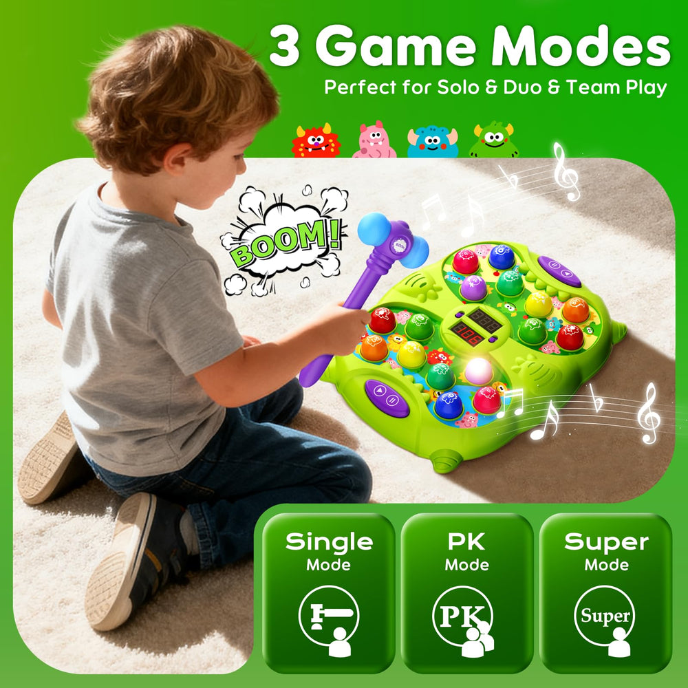 Noltola Whack Mole Game lights and sounds captivate young players during play.