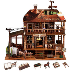 NookMaster Cowboy Saloon dollhouse kit for hobbyists and builders.