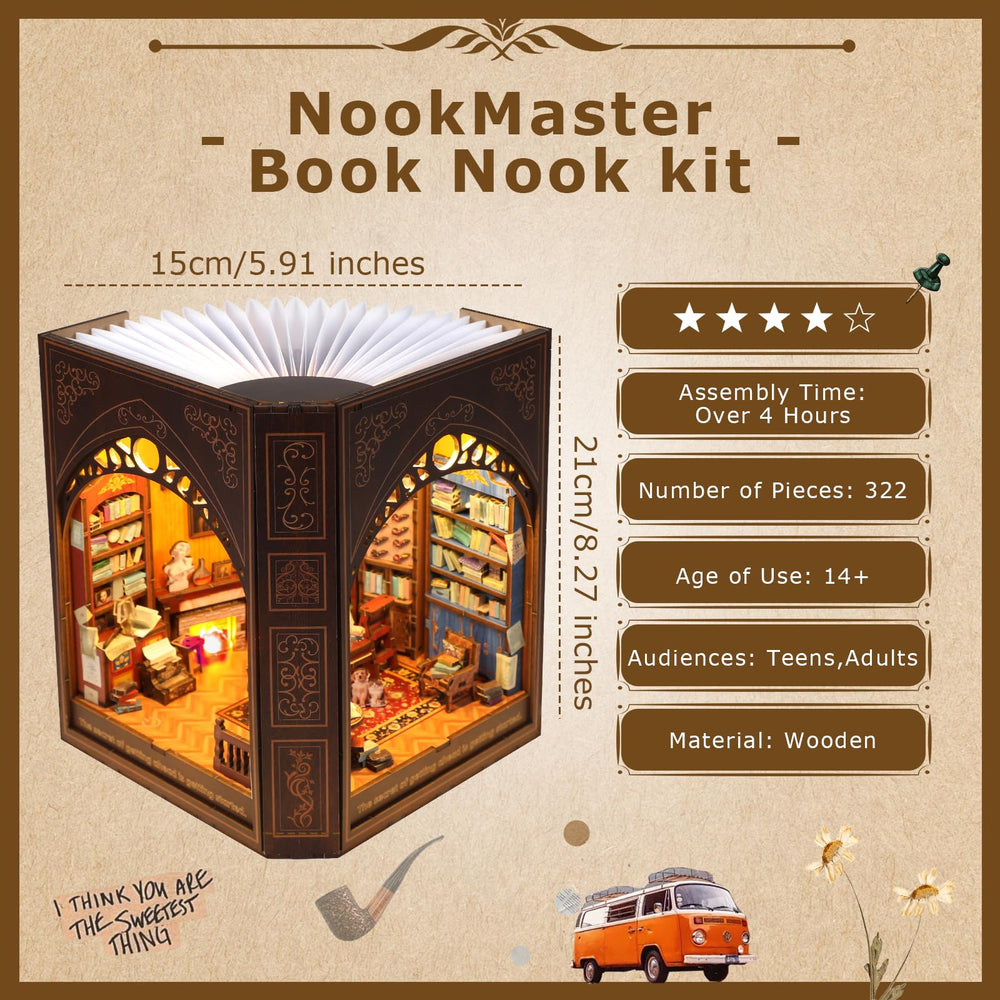 NookMaster Mark Twain’s Library Dollhouse design adds literary ambience to any shelf.