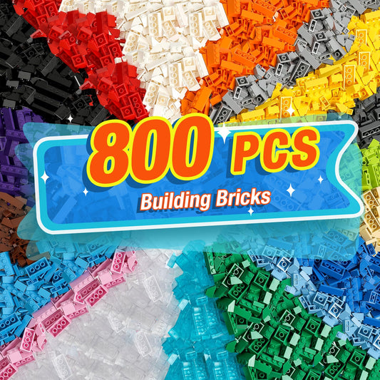 Noorastars 800-piece building bricks set for creative construction and learning.