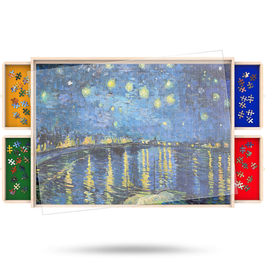 NORBASE Puzzle Table board top view showing spacious 34x26 surface for large puzzles