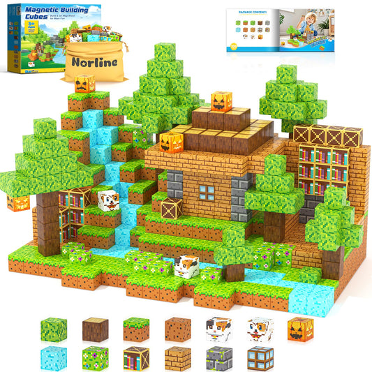Norline Magnetic Blocks forest cottage set, durable pieces for imaginative play and storytelling