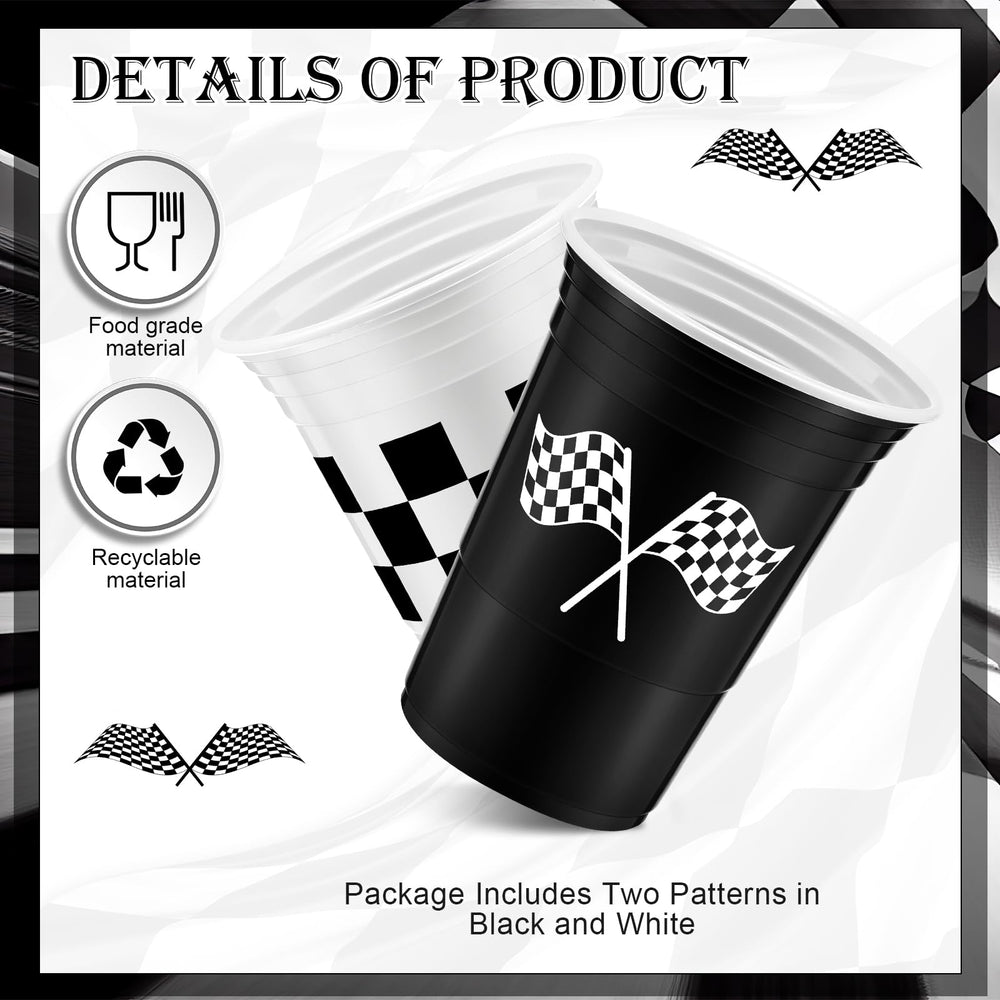 Norme checkered cups race flag pattern side view for trackside service