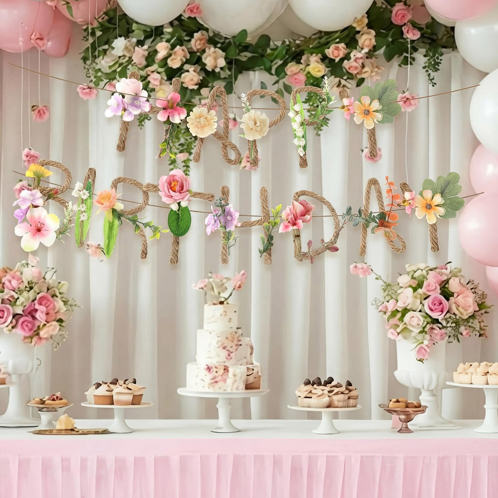 Norme multicolor birthday garland brings festive color to any space.