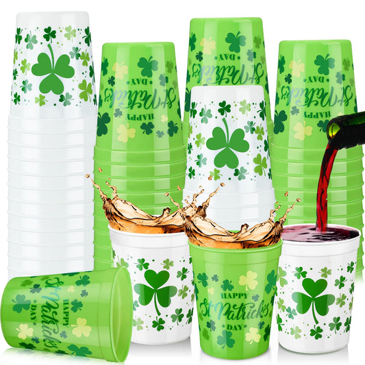Norme St Patrick's Day cups style A with shamrock design for festive, reusable serving