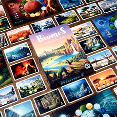Biomos planet board showing space for quick, engaging planet creation by North Star Games.