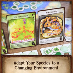 North Star Games Evolution game pieces convey diverse ecosystem life at a glance