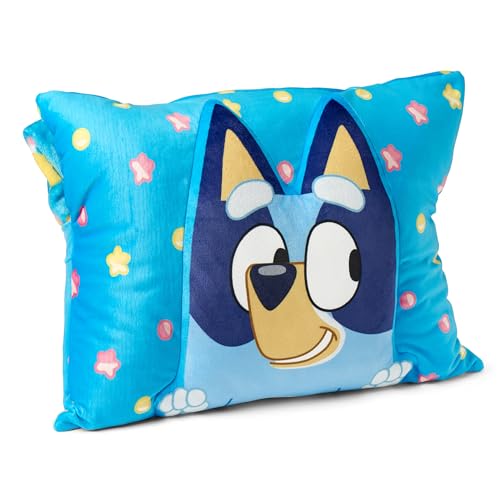 Northwest Bluey Party Pups blanket and pillow set displayed in a cozy kids' room