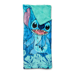 Northwest Lilo Stitch cloud sherpa slumber bag front view shows cozy design for home or travel.