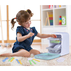 Nothing But Fun Toys My First Dishwasher Playset includes batteries for instant play