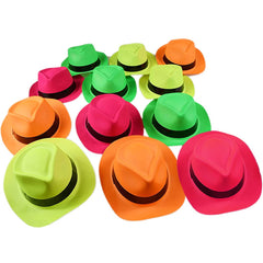 Novelty Place neon plastic party hat, front view, vibrant party vibes.