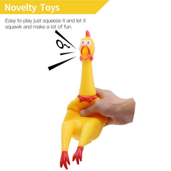 Novelty Place yellow chicken toy ready for outdoor playtime with dogs.