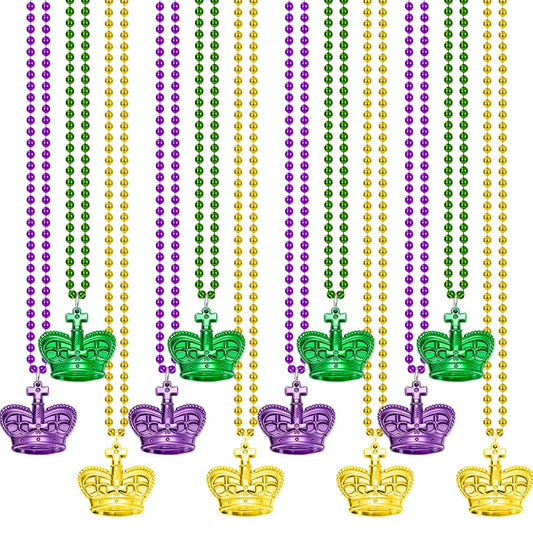 NOVWANG Mardi Gras beads in green, purple, and gold for festive 80 cm wear