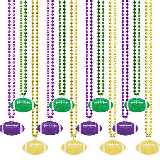 NOVWANG Mardi Gras beads necklace in green-purple-gold for festive parades and outfits