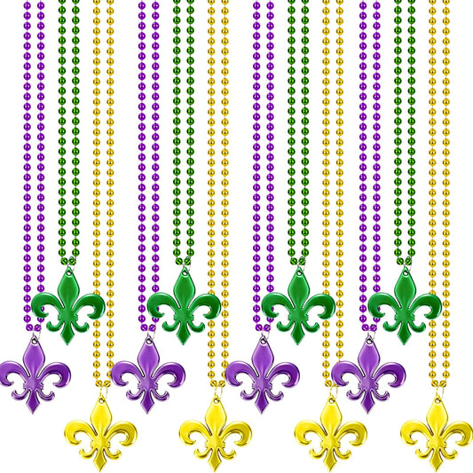 NOVWANG Mardi Gras beads with 21 pendants for festive gatherings.