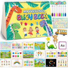 NOWRICH Montessori Busy Book dinosaur theme cover promotes travel-friendly imaginative learning.