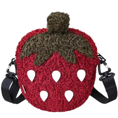 Noy Lacha plush strawberry purse, soft and cozy for daily use and playful outfits.