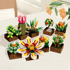 Noziaa artificial bonsai building blocks close-up, detailed craftsmanship.