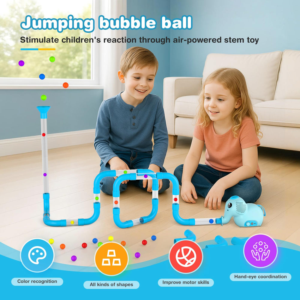 Kids engaging in hands-on building with this air-powered set