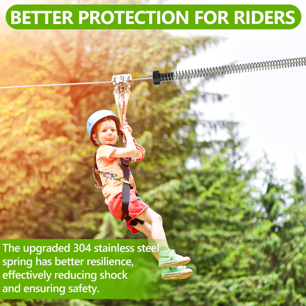 NTR zipline spring brake backyard setup illustrates simple, safe installation.