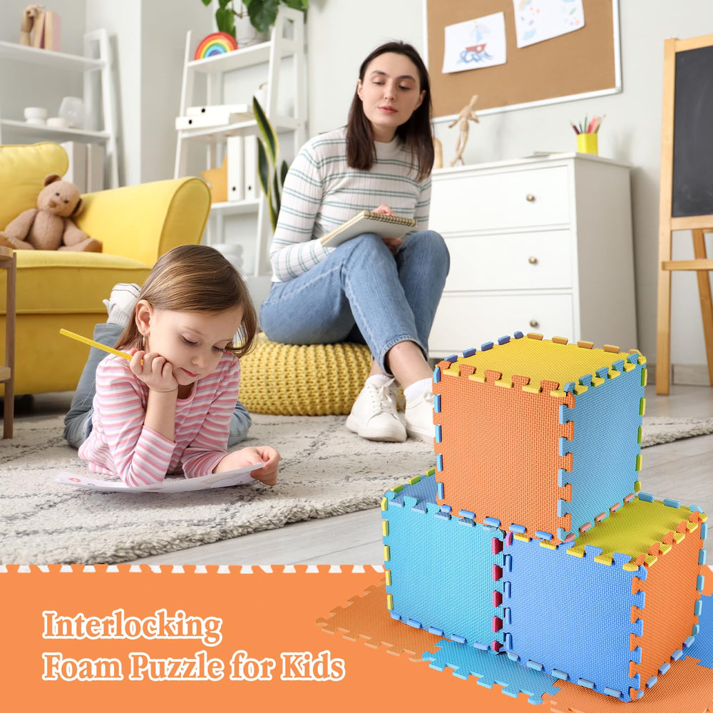 Nuanchu puzzle floor mats in use create a safe, cushioned space for active kids