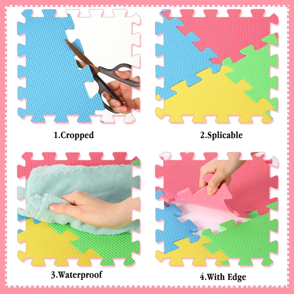 Nuanchu interlocking foam mats with borders for neat edges when assembled
