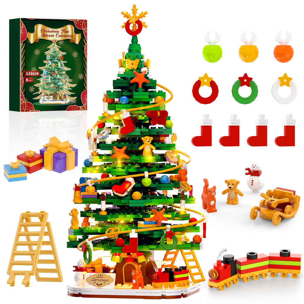 Nubee Christmas tree building set full tree display, ideal holiday centerpiece.