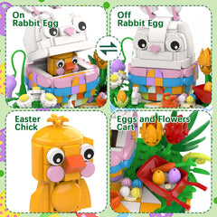 Nubee Easter Bunny Chick set shows simple steps for quick assembly.