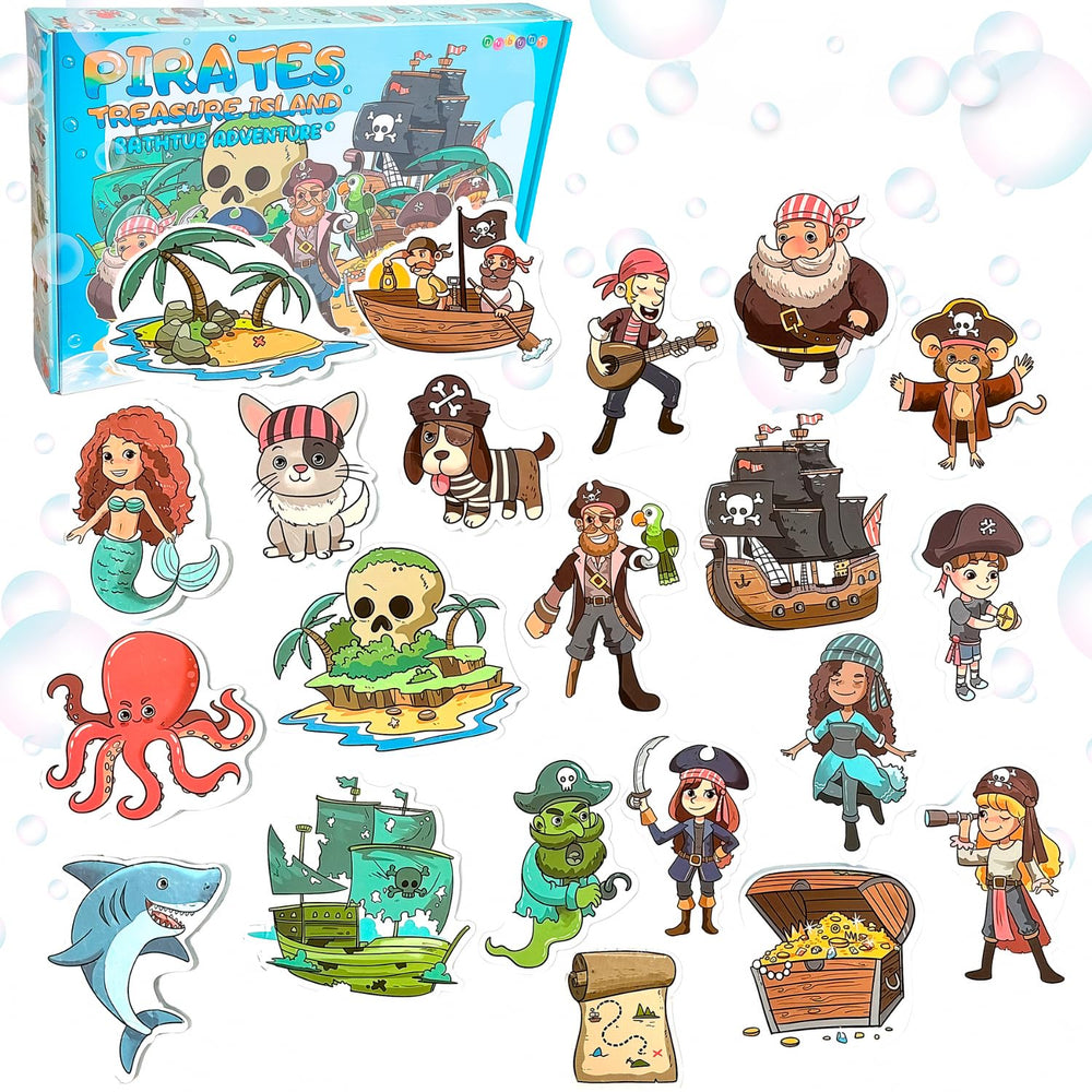 NUBUNI foam bath toys pirates treasure bag for imaginative play during bath time.