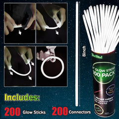NUDALA glow-stick connectors displayed with sticks for quick DIY crafts.