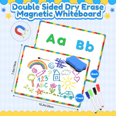 Nuesaurd double-sided writing board in use with letters.