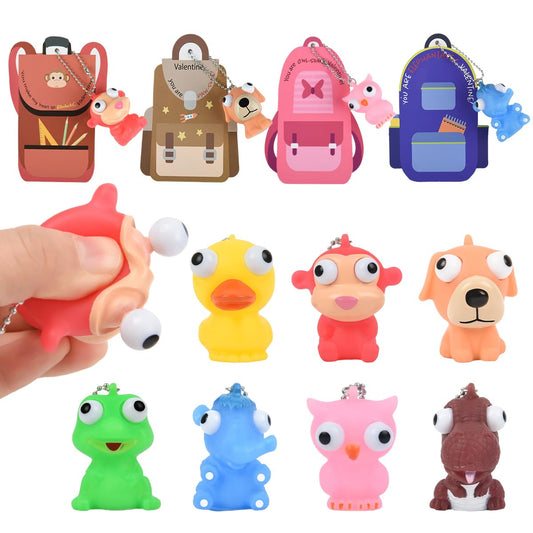 NUJOVI Valentine frog pop-eye card keychain, ideal for classroom exchanges.